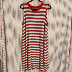 Time and Tru Red and White Striped Midi Dress